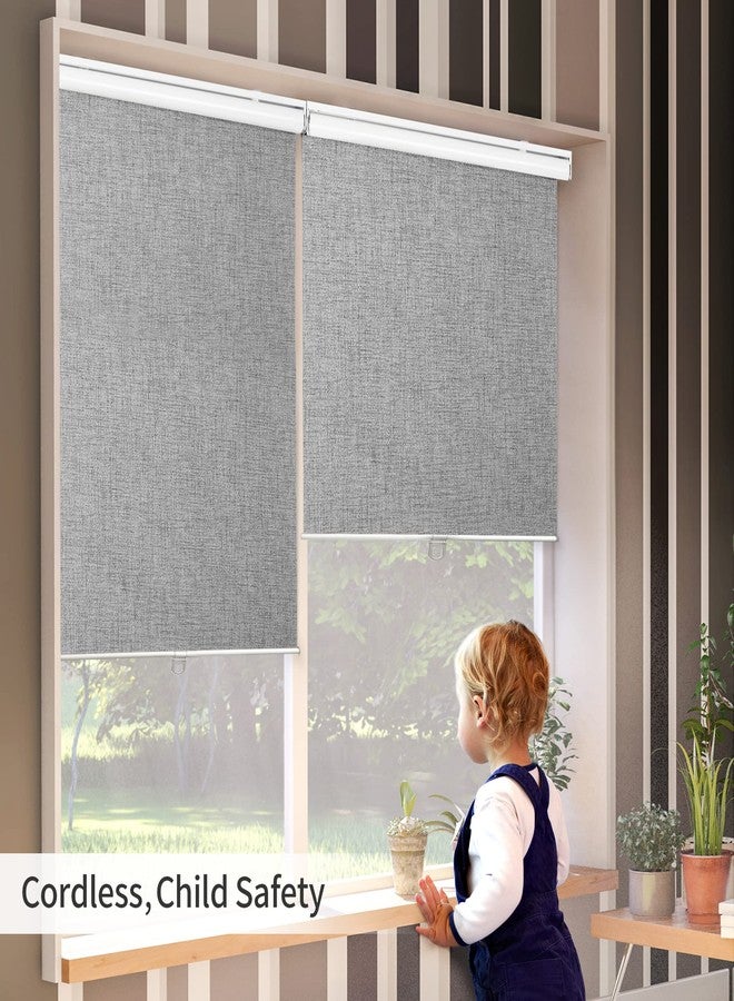 GENIMO 100% Blackout Roller Window Shades, Window Blinds Cordless with Thermal Insulated, UV Protection Fabric, Mini French Door Blinds for Home, Office, Bedroom, Easy to Install, Grey, 41" W X 72" H - Image 4
